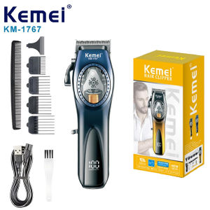 Máy Cắt Tóc Điện Kemei KM-1767 Màn Hình LCD Kỹ Thuật Số Sạc USB Chuyên Nghiệp Dùng Cho Tiệm Cắt Tóc