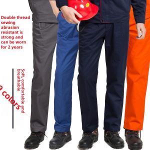กางเกงทำงานผู้ชายชุดป้องกันแรงงานทนต่อการเสียดสีสำหรับฤดูใบไม้ผลิและฤดูใบไม้ร่วงเชฟฤดูใบไม้ผลิและฤดูใบไม้ร่วงโรงงานโรงงานในเวิร์คช็อปสุขาภิบาลกางเกงทำงานทรงหลวมไซส์ใหญ่