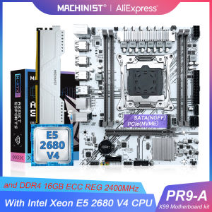 MACHINIST PR9-A Xeon X99 Motherboard Combo: LGA 2011-3 E5 2680 V4 CPU & 16GB 2400MHz DDR4 ECC Memory Kit