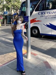 ชุดเดรสเกาะอกแขนกุดทรงเข้ารูปสำหรับผู้หญิง ชุดเดรสทรงหางปลาสุดหรูหรา ชุดเดรสทรงเข้ารูปเอวสูง ชุดเดรสกระโปรงสั้นทรงเข้ารูปสไตล์สาวแซ่บ