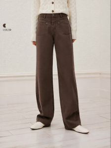 Yigue | Relaxation Mid-High Waist Cotton Trousers Casual Workwear Versatile Slimming Long Style Pants