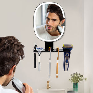 LED Shower Mirror Fogless for Shaving with Razor Holder Fog Free Mirror Shower Suction Rust-Proof Removable Bathroom Mirror