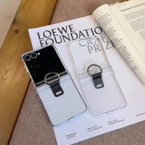 Transparent with Ring & Hinge Protective Phone Case for Samsung Galaxy Z Flip 8 7 6 5 4 3 Flip7 FE Flip6 Flip5 ShockProof Cover