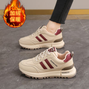 Womens Winter Fashion Casual Shoes Thin Fleece Warm Cotton Running Anti-slip Agan Shoes Low Cut Slip-On Sports Sneakers