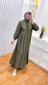 gamis ibu muda cantik syari lebaran hanum pololinen polos  busui terbaru  trendy  viral jumbo.