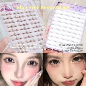 RULIS | Caramel-Colored Natural Looking Easy Stick On Camellia Style False Eyelashes