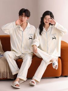 Miiow | Couples Pure Cotton Long Sleeve Sleepwear Womens Style Spring Autumn Home Clothes Set Catman Breathable Comfortable Loose Fit