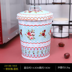 Large round Biscuit Storage Bucket Desktop Iron Box Candy Storage Tube with Cover Home Use Iron Tin Dustproof Mobile Nordic Style Organizer Box