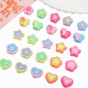 10pcs Acrylic Random Mixed Color Flower Heart Star Butterfly Beads - Loose Spacer Beads For Handmade Bracelet Necklace Earring Keychain DIY Craft Jewelry Making Accessories