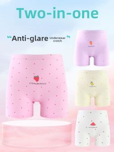 Girls Cotton Underwear Flat Angle Safety Pants Child Shorts Three-Quarter Length Anti-Light Walking Pure Cotton Innerwear for Girls