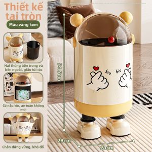Thùng Rác Đơn Giản Nắp Gập Dành Cho Trẻ Em Vui Nhộn