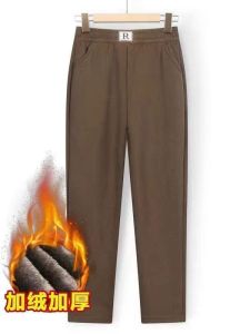 High Waist Thickened Fleece Lined Straight Leg Pants Casual Loose Slimming Long Trousers Autumn Winter New Style Mom Pants