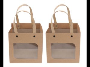 10 ชิ้น ถุงกระดาษคราฟท์ ถุงกระดาษ ถุงกระดาษคราฟท์ใส ด้วยดีไซน์หน้าต่าง เหมาะสำหรับร้านขนม บรรจุภัณฑ์ของขวัญ