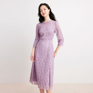 Koradior | Elegant Lace Jacquard Mid-length Dress