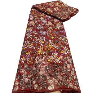 African Burnt Orange Wax Fabric With Stones 2025 High Quality Wax Print Fabric Cotton Soft Nigeria Embroidery Wax For Dress