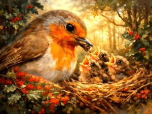Huacan Full Square Round Drill Diamond Painting The Mother Bird Feeds Her Chicks Diamond Mosaic Animal Kit Home Decoration