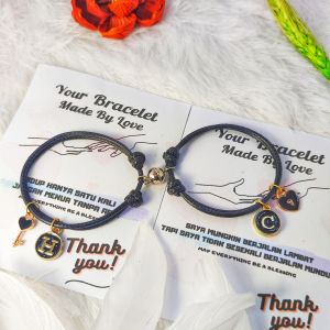 Gelang Couple Magnet Inisial Huruf Epoxy Kunci Love | Gelang Couple Magnet Epoxy & Kunci - Hati | Gelang Epoxy Kunci Gembok