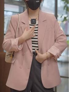 New Chinese Style Double Buttoned Loose Casual Womens Suit Spring 2025 Elegant Versatile Lapel Coat Trendy Outerwear