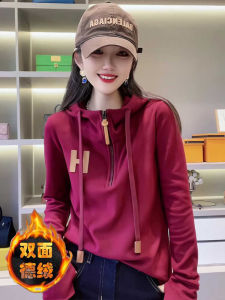 เสื้อสเวตเตอร์คอวีทรงสลิมฟิตสไตล์เกาหลีสำหรับผู้หญิง สีแดงหมู กางเกงขายาว ทรงหลวม ทรงหลวม เสื้อเชิ้ตแฟชั่น