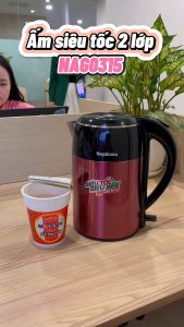Ấm siêu tốc Nagakawa NAG0315 (Đen/Đỏ/Đồng) / NAG0314 (trắng) dung tích 1.8L ruột ấm inox 304 công suất cao thiết kế lịch sự 2 lớp cách nhiệt an toàn cho người sử dụng