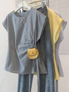 Shalldoer | Casual Style Womens Shirt Summer New Plus Size Loose Fit Tie Waist Short Sleeve Print Decorative Shoulder Bells Casual Top