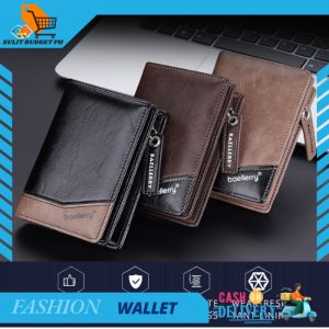 SuLit BudGet PH Baellerry New Fashion Wallet for Men: PU Leather Wallet With Zipper Coin Pocket & Big Capacity