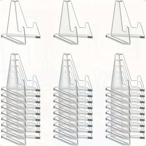 30 Chiếc Acrylic Trong Suốt Đế Trưng Bày Đồng Xu Tam Giác Đựng Thẻ Kinh Doanh Cho Hình Ảnh Đĩa Nhỏ Vỏ Hộ Gia Đình Trưng Bày