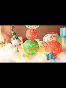 O-New Christmas Lantern Cartoon Printed Decorative Festive Props Paper Xmas Party Scene Hanging Lantern for Christmas