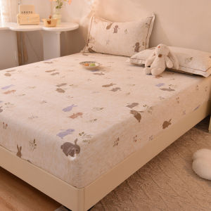 Thickened Pure Cotton Flannel Bed Canopy Rabbit Cartoon Warmth Storage Bedding Cover Universal Fit Autumn Winter Home Use