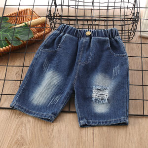Summer New Korean Style Kids Jeans Shorts for Boys Baby Soft Worn out Five-Point Medium Pants Cotton Casual mid Waist