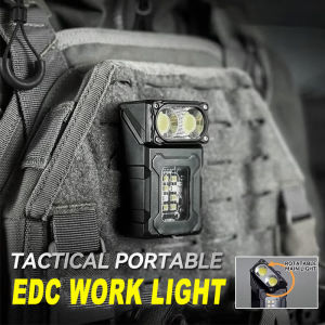 Rechargeable EDC LED Flashlight Adjustable Magnetic Mini Work Light Portable Camping Lamp for Outdoor Hiking Fishing Emergency