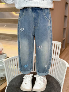 Trendy Girls Jeans Spring Autumn New Style Fashionable Baby Girl Clothes Dad Pants Fall Kids Trousers Trendy Long Pants
