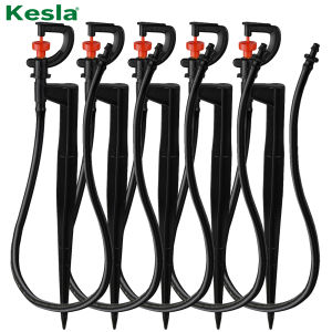 KESLA 5pc 360° Rotating Micro Watering Irrigation Sprinkler Sprayer on 20cm Stake 1/4" Barb Connector Lawn Farm Greenhouse Plant