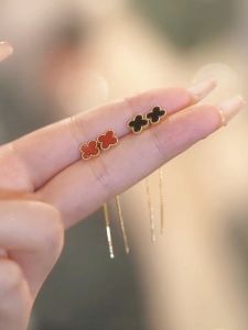 Clover Delicate Small Earrings Chain Tassel