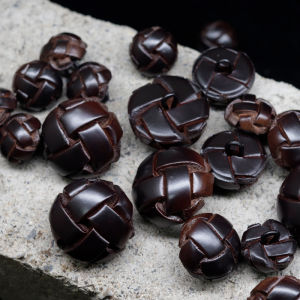 Nút Da Bóng Đá Khâu Tay Cho Áo Len Dệt Kim Nữ Màu Nâu Đậm Nút Áo Khoác Nút Trang Trí DIY Nút Thủ Công Nút Quần Áo