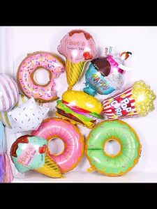 Large Food Dessert foil balloon French fries hot dogs ice cream donut candy pizza foil balloon birthday party decoration