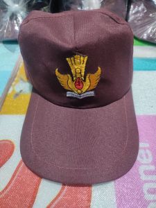 topi sekolah maroon merah ati bordir tutwri