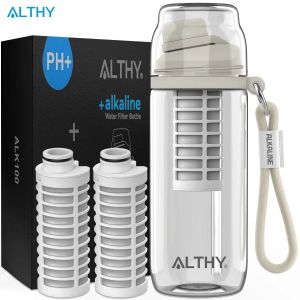 ALTHY | ALTHY Alkaline Water Filter Bottle,Up to PH 9.5,Added Minerals & Electrolytes,Composite Alkalize & Filtration System,BPA Free