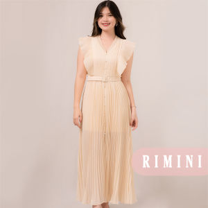 RIMINI - Gaun Pesta Wanita Belted Pleated Size XS-XL - Violy Dress - 85818