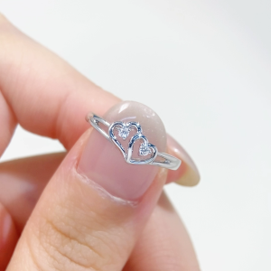 LAZO DIAMOND Entwined Hearts Diamond Ring in 9k White Gold