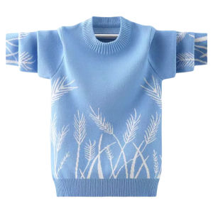 Áo Len Cổ Tròn Dày Dặn Cho Bé Trai Mùa Thu Đông Áo Sơ Mi Lót Lông Cừu Ấm Áp Cho Trẻ Em Trung Niên Và Lớn Áo Len Trẻ Em Thời Trang