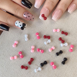 10 ชิ้น 3D Mini Bow อุปกรณ์เสริมเล็บประณีต Super น่ารัก Bow Tie อุปกรณ์เสริม Charms สําหรับ DIY Nail Art Charms อุปกรณ์เสริม