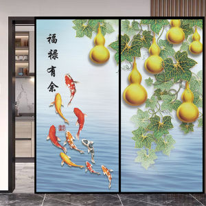 Kitchen Sliding Door Glass Sticker Transparent Opaque Nordic Style Lucky Elk Window Decoration Anti-Exposure Sticker Film