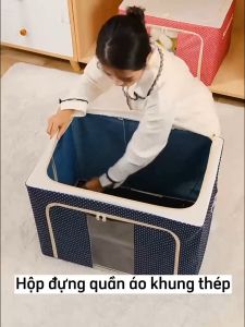 Hộp Đựng Quần Áo Chăn Màn Khung Thép Cao Cấp Loại To Tiện Lợi 66 Lit TD01 (Loại 1)