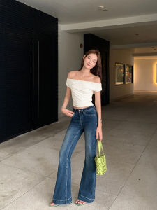 Slim Fit Low Waist Bell Bottom Jeans Womens Summer Blue Denim Pants High Rise Lengthened Bell Cuff Fashionable Casual Jeans