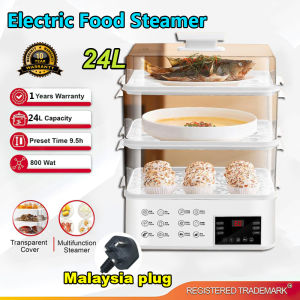 【Malaysia plug】XIAOMI 24L Electric Food steamer Kukusan Elektrik Set Timer three-layer electric Household Food steamer 蒸