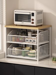 ชั้นวางของในครัวแบบอเนกประสงค์พร้อมตู้สำหรับอบ ตู้อบ ตู้น้ำมันไฟฟ้า ชั้นวางของแบบถอดได้ ชั้นวางของแบบอเนกประสงค์แบบหนึ่ง