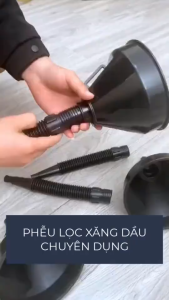 Phễu Rót Dầu Ô Tô Xe Máy Dài Tổng 35cm Có Lưới Lọc Ống Mềm | Dụng Cụ Châm Dầu Có Tay Cầm Tiện Dụng