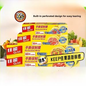 Glad Food Grade Kitchen Microwave Oven Special Disposable Fresh Keeping Film Fridge Suitable Point Break PE Material Tableware