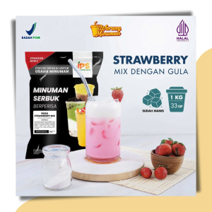 Bubuk Minuman Strawberry Mix Gula 1 kg - Premium Serbuk Stroberi Powder Instan - JPS